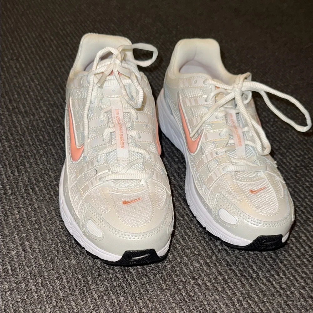 Nike Women’s Sneakers — White with Peach Swoosh